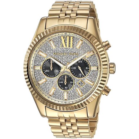 all gold michael kors watch men's|oversized lexington gold tone watch.